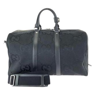 Gucci Pre-owned Jumbo GG GG Canvas Leather 2way Boston Bag - unisex - Gucci Vintage - Vintage Weekend Bags - Black - ONE SIZE - Pre-owned