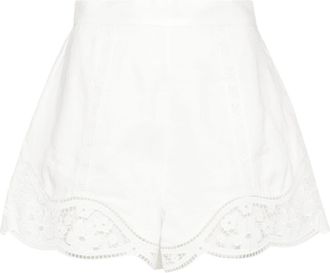 Zimmermann August broderie high-waisted shorts - women - Cotton/Linen/Flax - 1 - White