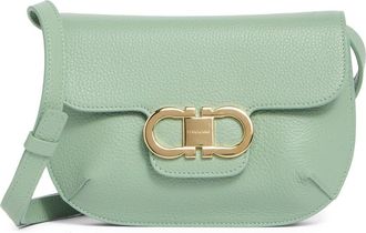 Ferragamo Lizzy Double Gancio Leather Crossbody Bag in Seagrass at Nordstrom