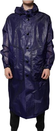 Dolce & Gabbana Regenjas met Capuchon - Heren - Regenjassen - Blauw - 2XL - Katoen - Jassen