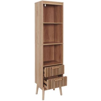 The Home Deco Factory Columna Con 2 Cajones Con Frentes Acanalados Y 3 Nichos H160 Cm - Klaus
