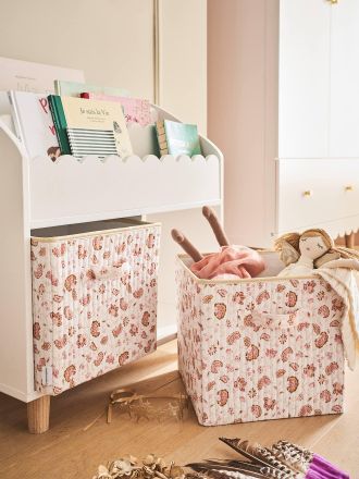 Vertbaudet 2er-Pack Kinderzimmer Aufbewahrungsboxen INDIAN FOLK rosa bedruckt