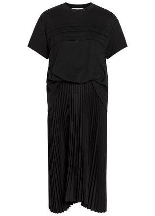 3.1 Phillip Lim Tucked Pliss&eacute; Cotton T-shirt Dress - Black - S (UK8-10 / S)