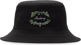 Burberry Thistle Logo Embroidered Bucket Hat, Size Small