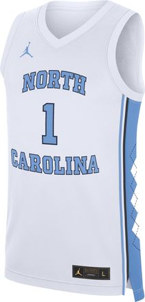 Nike Jordan Mens North Carolina Tar Heels Replica Jordan Brand College Basketball Jersey in White | CLEVGRJJCBJUNC-NC1