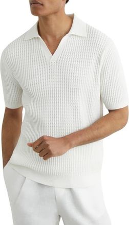 Reiss Merit Cotton Blend Polo in White at Nordstrom, Size X-Large