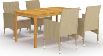 vidaXL Juego De Comedor Para Jard&iacute;n De 5 Piezas Beige Vidaxl