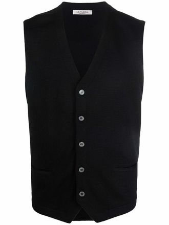 La Fileria V-neck virgin wool gilet - men - Virgin Wool - 48 - Black