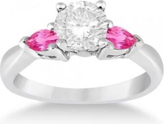Allurez Three Stone Pink Sapphire Engagement Ring 14k White Gold (0.50ct)