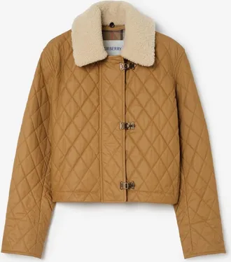 Burberry Shearling Collar Quilted Cotton Howle Jacket