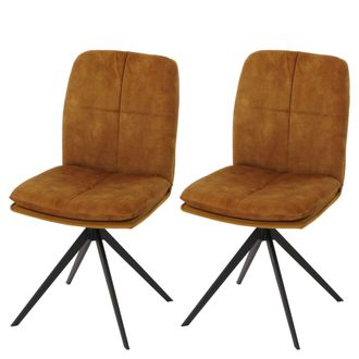 Hhg Hhg - Lote De 2 Sillas De Comedor 178, Silla De Cocina Sill&oacute;n, Posici&oacute;n Autom&aacute;tica Giratoria, Metal Tela/textil, Amarillo