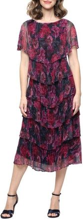 S.L. Fashions Tiered Bodre Dress in Pink Multi at Nordstrom, Size 18