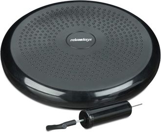 Relaxdays Relaxdays - Pack De 9 Coj&iacute;n De Equilibrio Con Inflador, Pvc, 7 X 33 Cm, Negro