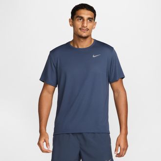 Nike Mens Miler Dri-FIT Short-Sleeve Running Top in Blue | DV9315-437