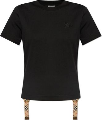 Burberry T-shirt met zijtrekkoorden - Dames - T-shirts - Zwart - M - Katoen - Tops