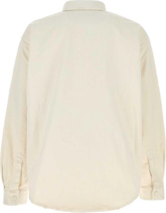 Balenciaga Unisex Logo-Embroidered Cotton Shirt White