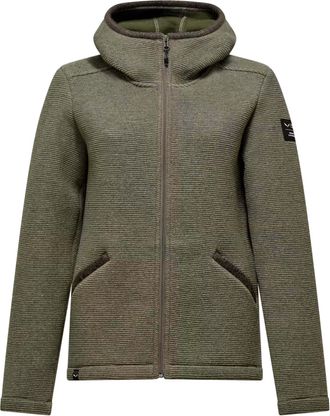 Salewa Olive Green Fanes Sarner Jkt Textured Knit Hooded Jacket