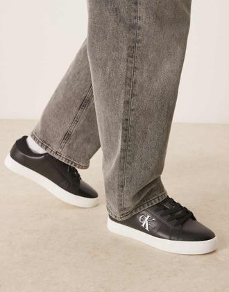Calvin Klein Jeans Sneakers cupsole classiche nere e bianche in pelle-Nero