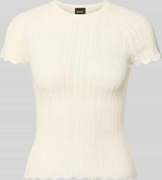 Boss Orange by Hugo Boss BOSS Orange Slim Fit Strickpullover aus Viskose-Mix Modell FICE in Offwhite, Gr&ouml;&szlig;e XL