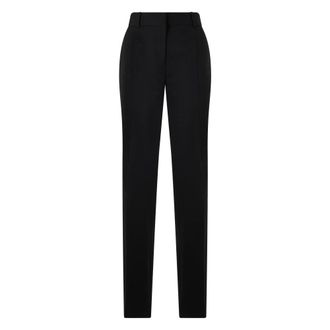 Alberta Ferretti Broeken, Dames, Zwart, L, Wol, High-Waist Straight Broeken