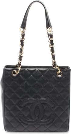 Chanel 2002-2003 CC Caviar Quilted Petit Shopping PST tote bag - Nero