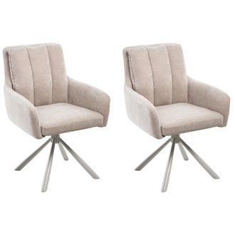 Beliani Conjunto De 2 Sillas Giratorias De Comedor Modernas De Tela Asiento Acolchado Patas De Metal Beige Sardoal