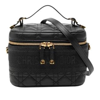 Dior Pre-owned Cannage Small Vanity Leren 2-way Tas - Dames - Pre-owned - Zwart - Maat: ONE Size Zijde
