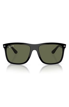 Ray-Ban 60mm Polarized Square Sunglasses in Black /Polar Green at Nordstrom