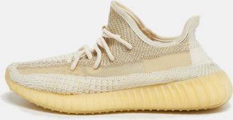 adidas Boost 350 V2 Natural Size 39 1/3 Beige Knit Fabric Low Top Sneakers