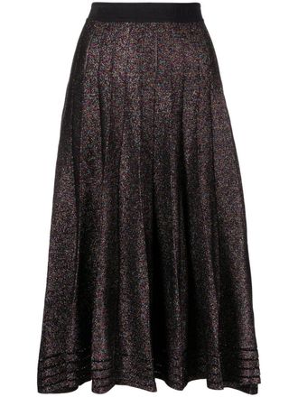 Karl Lagerfeld metallic-effect pleated midi skirt - Black