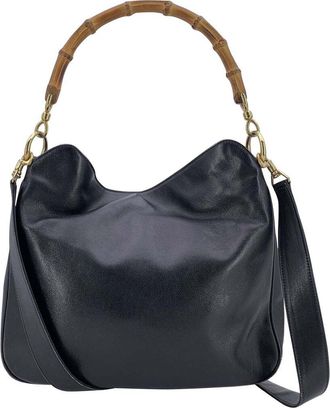 Gucci Black Leather Bamboo Shoulder Bag (Authentic Pre-Loved)