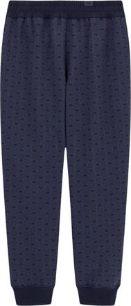 Emporio Armani Blauwe loungewear met micro-logo ontwerp - Heren - Sweatpants - Blauw - M - Katoen - Broeken