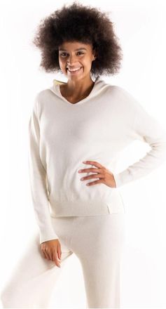 Hinnominate Botergele Hoodie met Strass - Dames - V-hals truien - Beige - XS - Wol - Truien & Vesten