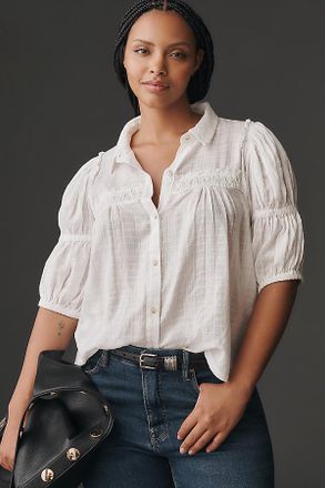 Pilcro Puff-Sleeve Swing Blouse