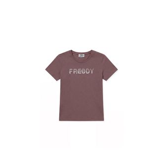 Freddy T-shirt Donna Girocollo in Cotone con Grafica Micro Righe