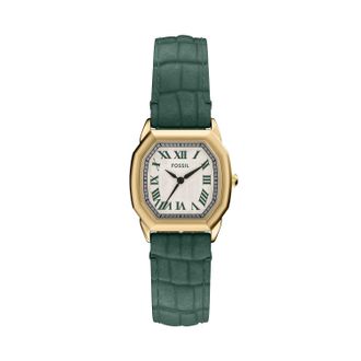 Fossil Womens Harlow 27mm Three-Hand Green Croco Leather Watch