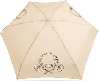 Moschino Small Folding Umbrella With Logo, Unisex, Beige