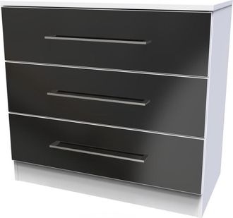 Welcome Furniture Wellington Ready Assembled Chest of Drawers with 3 Drawers - Black Matt & White - Welcome Furniture | TJ Hughes