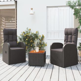 vidaXL Juego Sal&oacute;n Jard&iacute;n 3 Pzas Madera Acacia Rat&aacute;n Sint&eacute;tico Negro Vidaxl