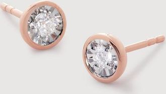 Monica Vinader Rose Gold Solitaire Diamond Medium Stud Earrings Lab Grown Diamond