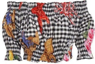 Dolce & Gabbana Black & white gingham printed cotton cropped top Size XXS