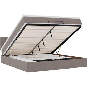 vidaXL Estructura De Cama Otomana Colch&oacute;n Tela Gris Pardo 180x200 Cm Vidaxl