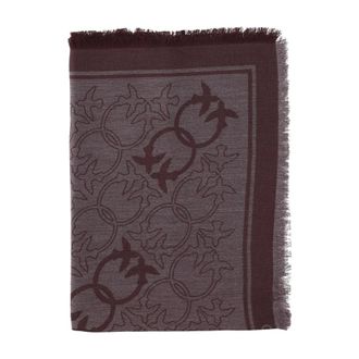 Pinko Scarves, female, Red, Size: ONE SIZE Love Birds Motif Viscose Blend Scarf