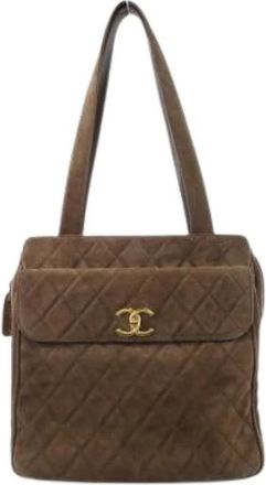 Chanel Pre-owned Shoulder Bags, female, Brown, Size: ONE SIZE Pre-owned Vintage Suede Shoulder Bag