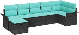 vidaXL Conjunto De Sof&aacute; De Jard&iacute;n 7 Uds. Polirat&aacute;n Vidaxl