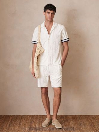 Reiss x Ch&eacute; White | Towelling Monogram Shorts, Xxl