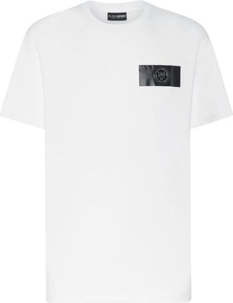 Plein Sport Tops, Heren, Wit, XL, Katoen, T-shirt Ronde Hals SS Tiger Crest Edition