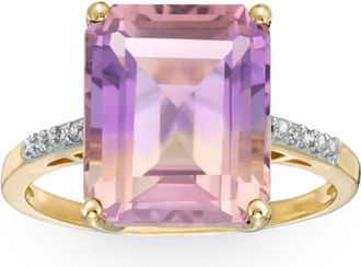 Pompeii3 7 Ct Emerald Cut Amethyst Diamond Ring in 10k Yellow Gold