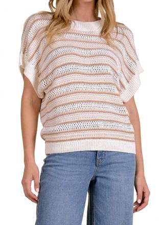 Elan Open Knit Sweater In Natural Stripe