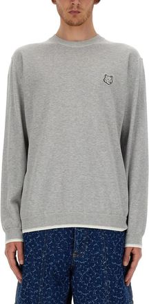 Maison Kitsun&eacute; Light Grey Logo Sweater
